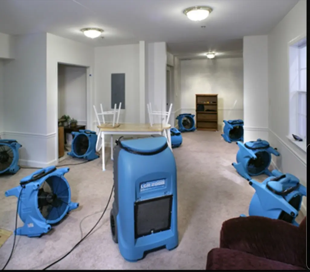 Air movers and dehumidifier setup for Water Extraction & Removal in St. Charles